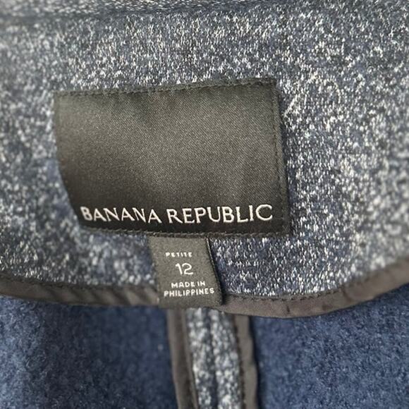 Banana Republic Navy Marled Raw Hem Wool Blend Single Button Blazer - Picture 4 of 8